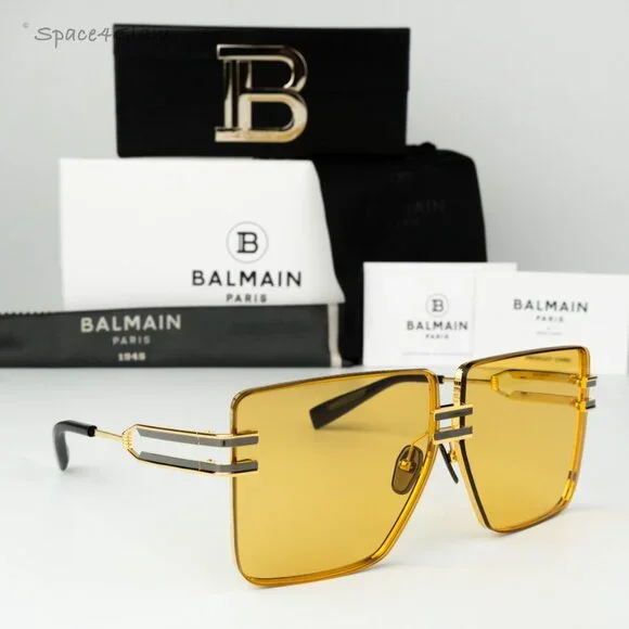 Balmain Women Sunglasses Gold Black Amber Square GENDARME BPS-109A-66 BRAND NEW Balmain GENDARME BPS-109A-66 Women BRAND NEW | Mercari main image 3